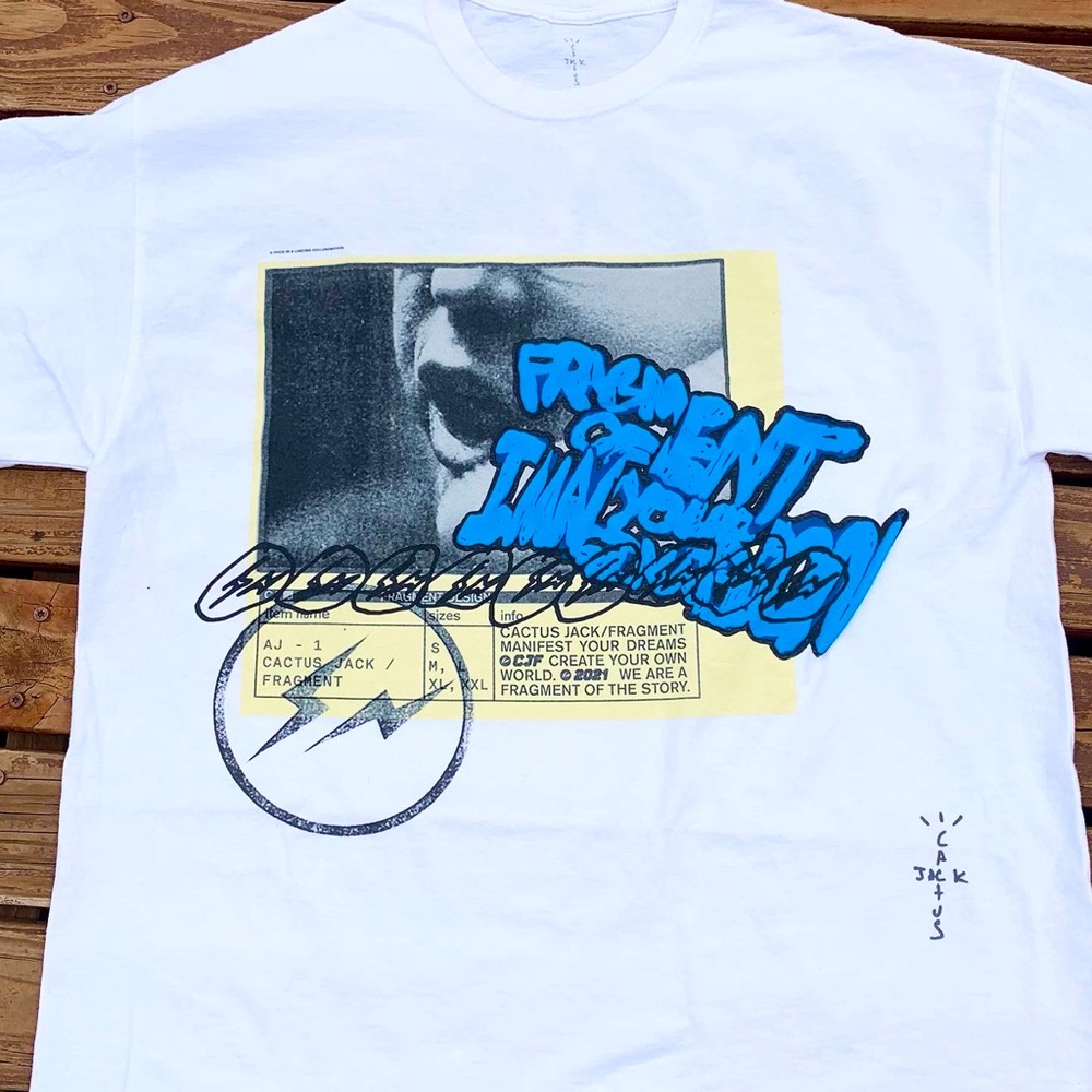 Cactus Jack X Fragment one time only collab says it right on the shirt. Size L
